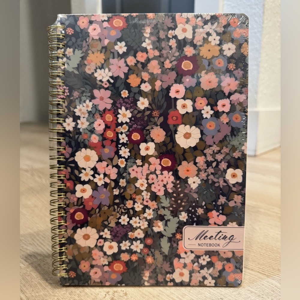 NIP Taja Pink/Purple/White Floral Spiral Meeting Notebook